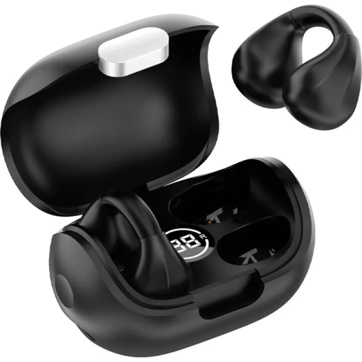 Cool stereo bluetooth headphones earbuds clip black