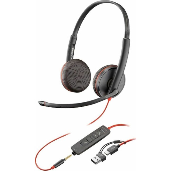 Poly Blackwire 3225 Stereo USB-C +3.5MM Plug +USB-C/A Adapter