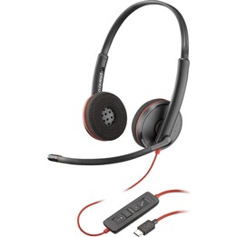 Cuffie stereo USB-C Poly Blackwire 3220 + adattatore USB-C/A
