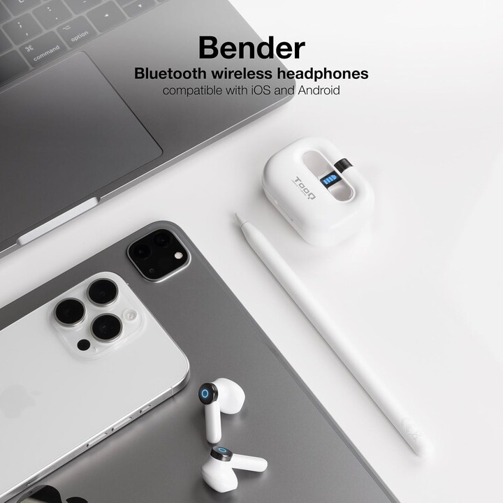 Auriculares Bluetooth TooQ Bender TQBWH-0031W con estuche de carga/ Autonomía 4h/ Blancos