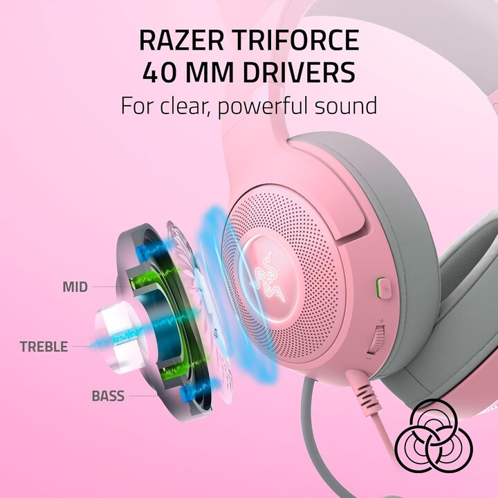Fones de ouvido de quartzo Razer Kraken Kitty V2 (rz04-04730200-r3m1)