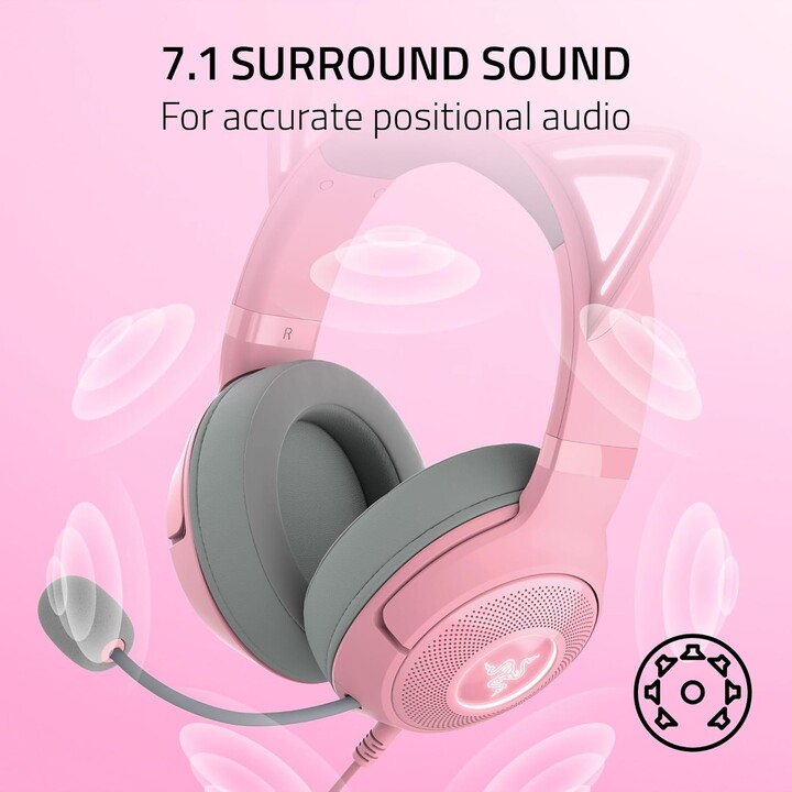 Fones de ouvido de quartzo Razer Kraken Kitty V2 (rz04-04730200-r3m1)