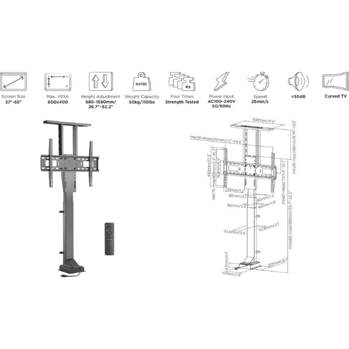 Equip Stand TV Wall 650606 37-65 Nero