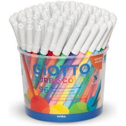 Marqueur Giotto Turbo Color Flacon de 96 unités 12 couleurs par 8 unités de chaque couleur Lavable avec pointe bloquée