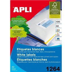 Etiqueta Adhesiva Apli 1264 Tamaño 210x148 mm - Fotocopiadora Láser Ink-Jet - Caja con 100 Hojas A4