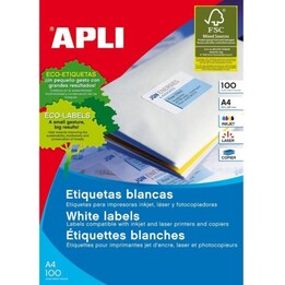 Apli 1270 Klebeetikettengröße 70 x 25 mm – Fotokopierer – Laser – Tintenstrahl – Box mit 100 Din A4-Blättern.