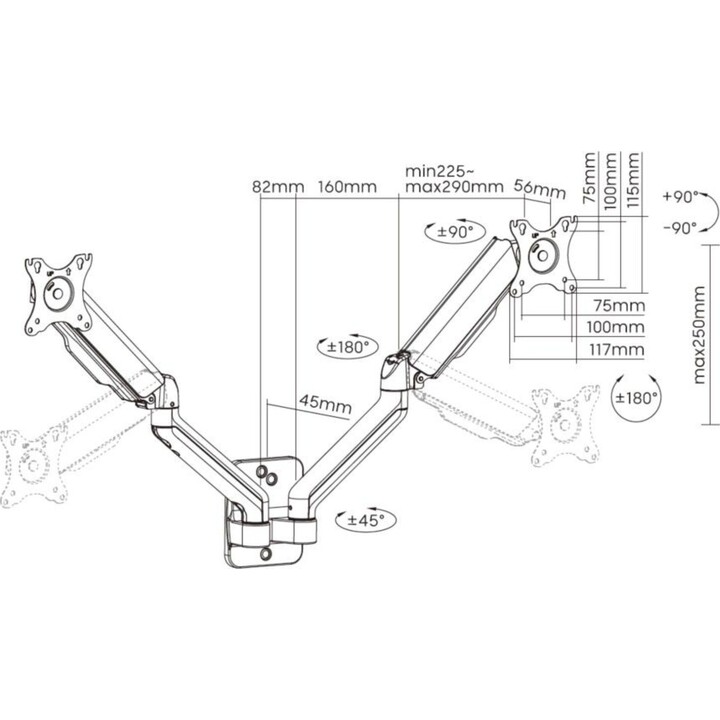 Wandhalterung für zwei 17"-32" Monitore