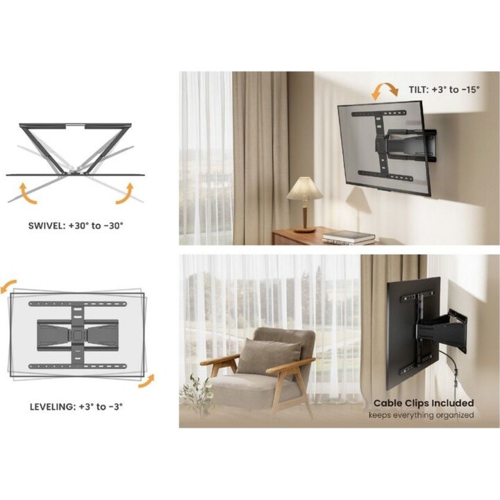 Equip 650344 Soporte de pared para TV de movimiento completo ultradelgado de 43"-90"