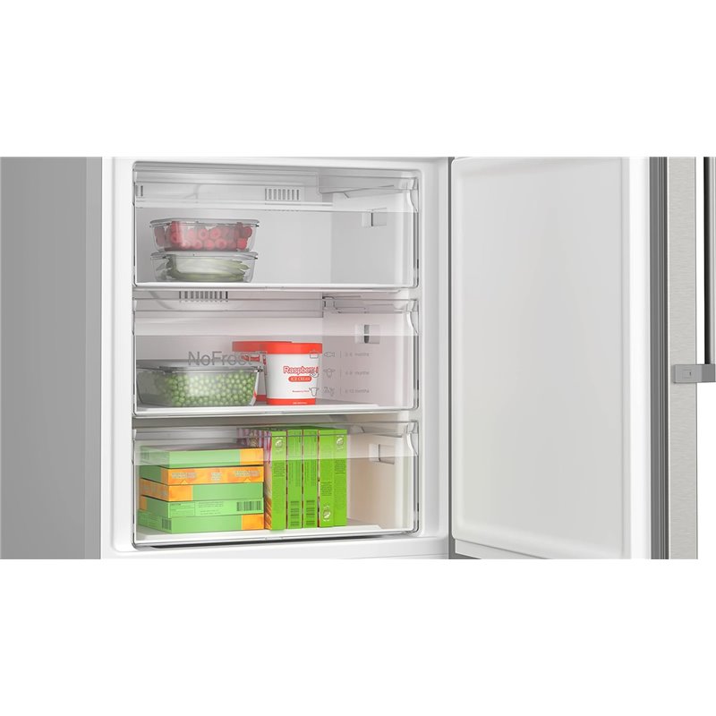 Combinação de refrigerador e freezer Bosch Série 4 KGN497ICT 440 l C de aço inoxidável
