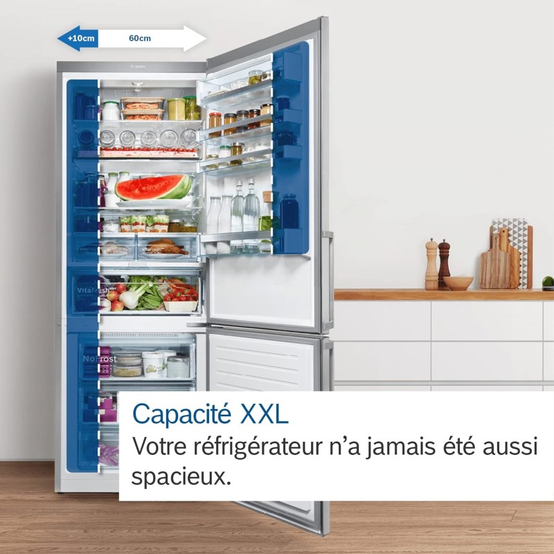 Combinação de refrigerador e freezer Bosch Série 4 KGN497ICT 440 l C de aço inoxidável