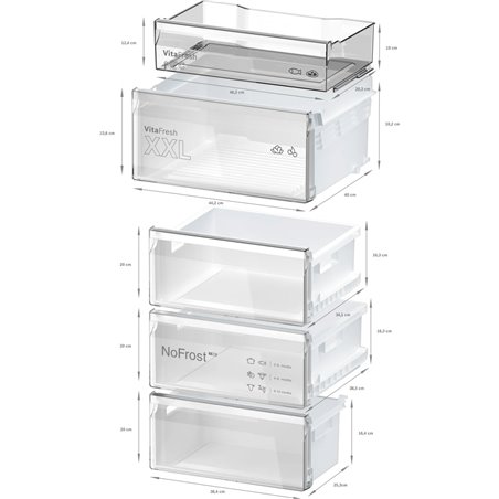 Bosch Frigorífico serie 4  combinado, 203 x 60 cm, acero negro antihuellas, total NoFrost, KGN39VXBT