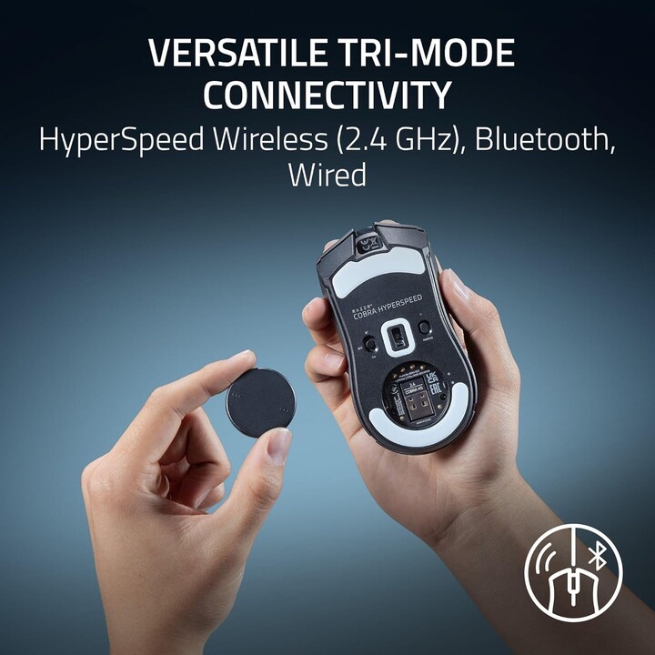 Razer Cobra Hyperspeed, Mouse de jogos sem fio personalizável leve, preto