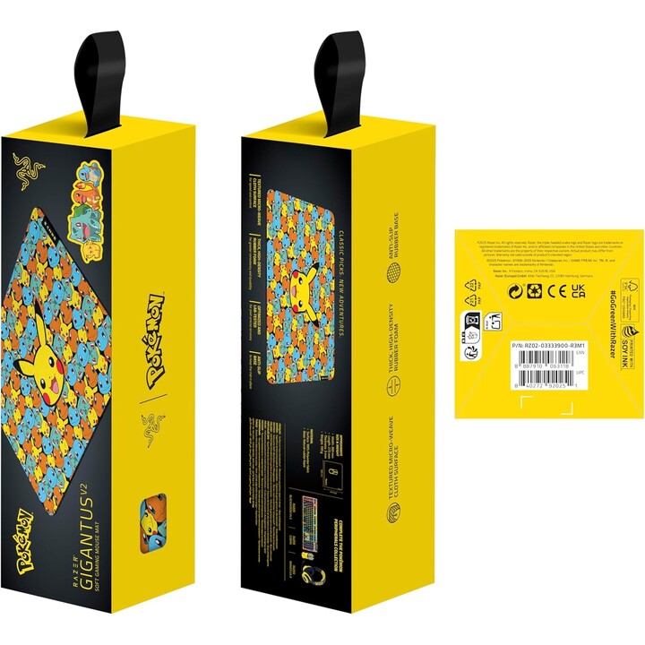 Tappetino per mouse medio Razer Gigantus V2 Pokemon Kanto Starters Edit. (rz02-03333900-r3m1)