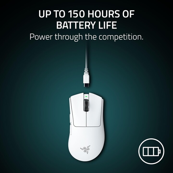 Razer DeathAdder V4 Pro, Wireless Gaming Mouse, White