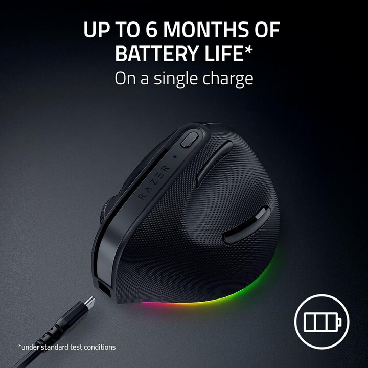 Razer Pro Click V2 Vertical Ratón Universal Mano Derecha Rf Wireless + Bluetooth + Usb Type-c óptico 30000 Dpi