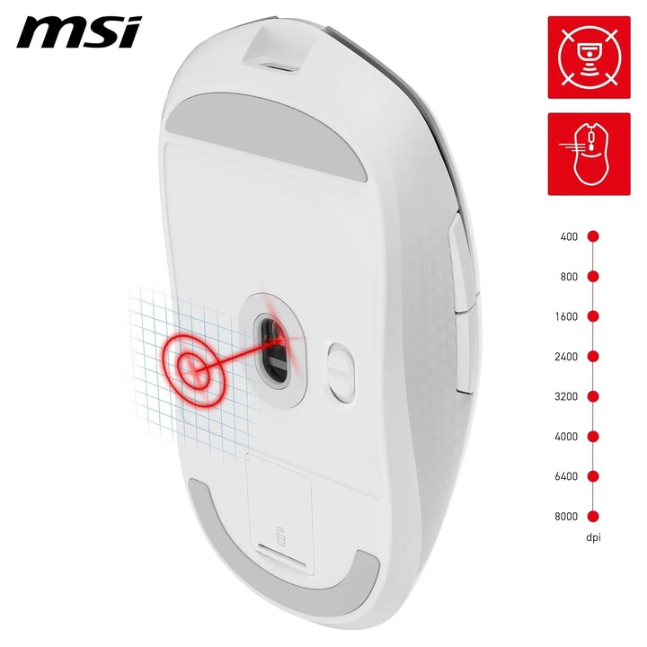 MSI Versa 300 Wireless Gaming Mouse Right Hand RF Wireless + Bluetooth + USB Type-C Optical 8000 DPI