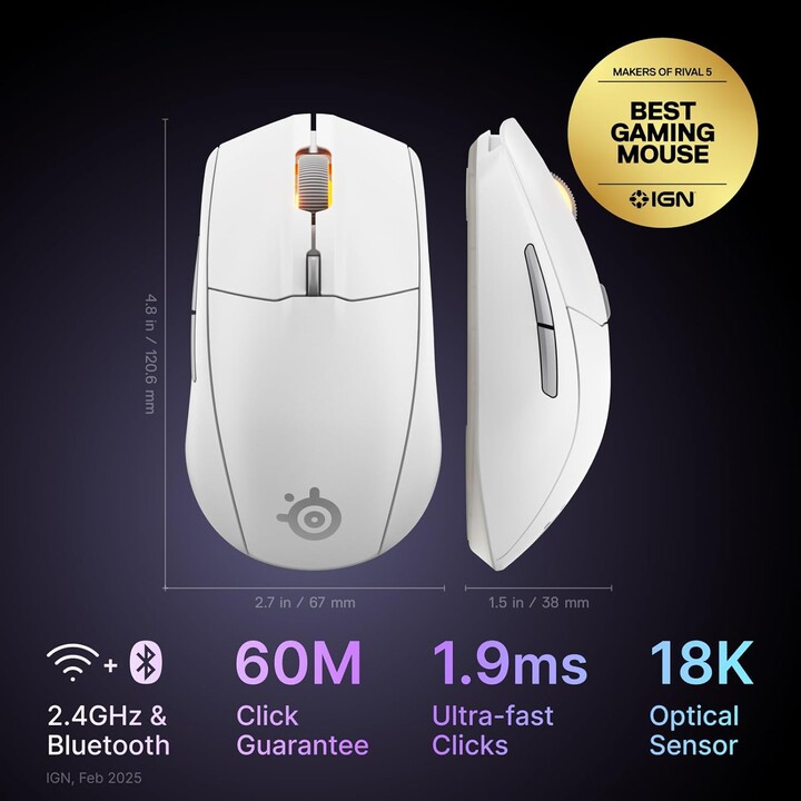 Steelseries Mouse - Rival 3 Wireless Gen. 2 White (62524)