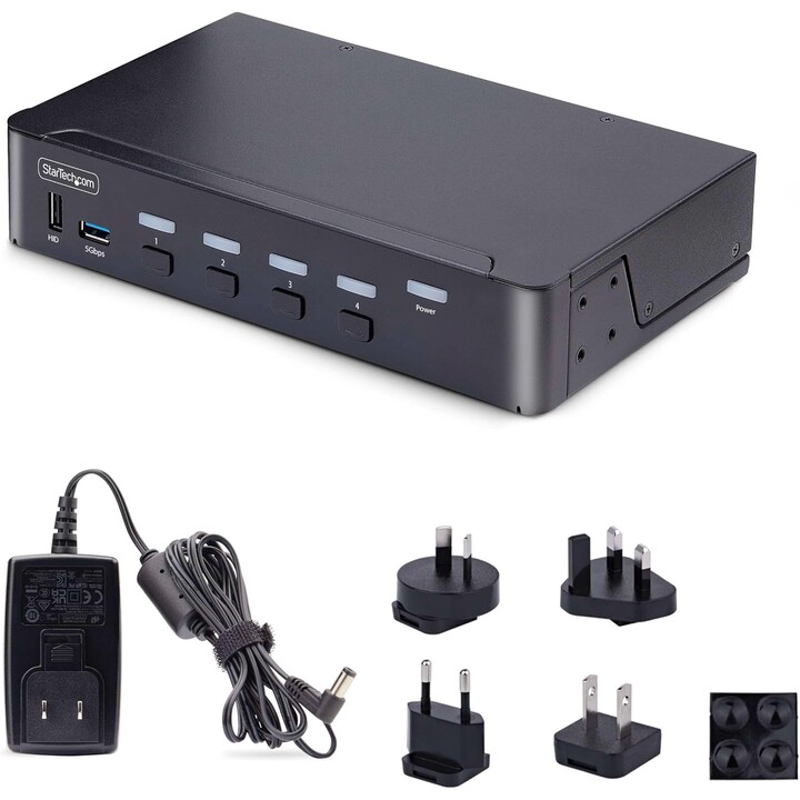 StarTech.com D86A2-4-PORT-8K-KVM interruptor KVM Negro