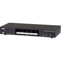 Aten CS1944DP-AT-G KVMP DisplayPort 4K com dois ecrãs e comutador USB 3.0 de 4 portas, preto