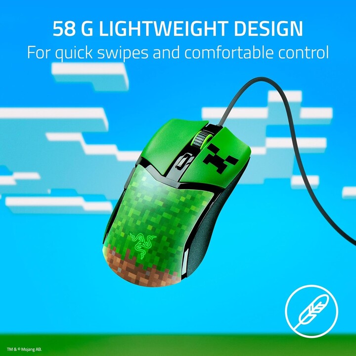 Razer Cobra Minecraft Edition, Leichte Wired Gaming Maus, Grün