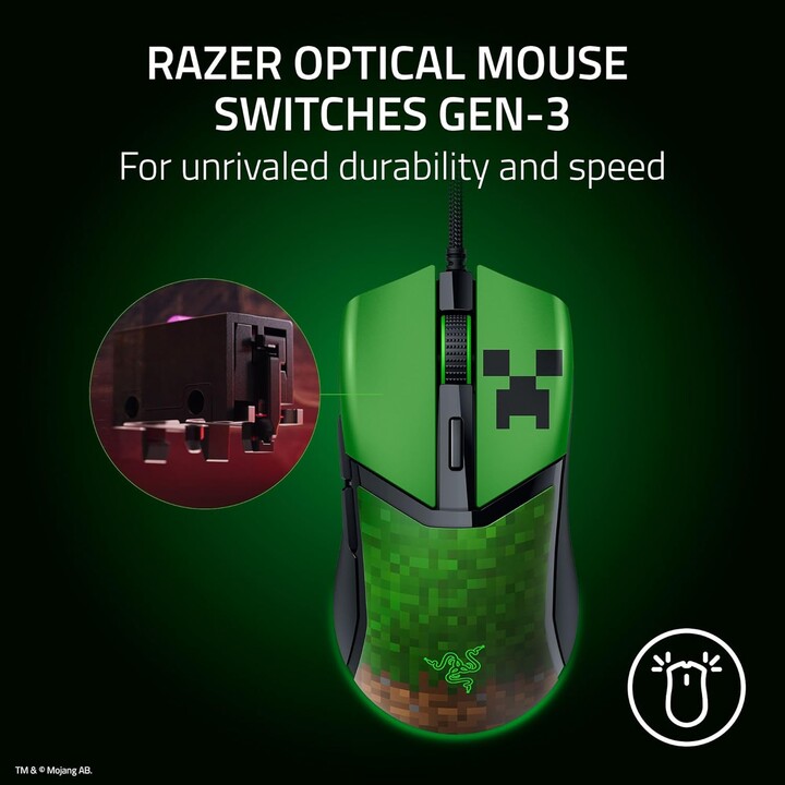 Razer Cobra Minecraft Edition, Leichte Wired Gaming Maus, Grün