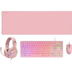 Mars Gaming MCPRGB3PPT Portuguese H-Mech Red RGB 3200 DPI Keyboard, Mouse, Headset, and Mouse Pad