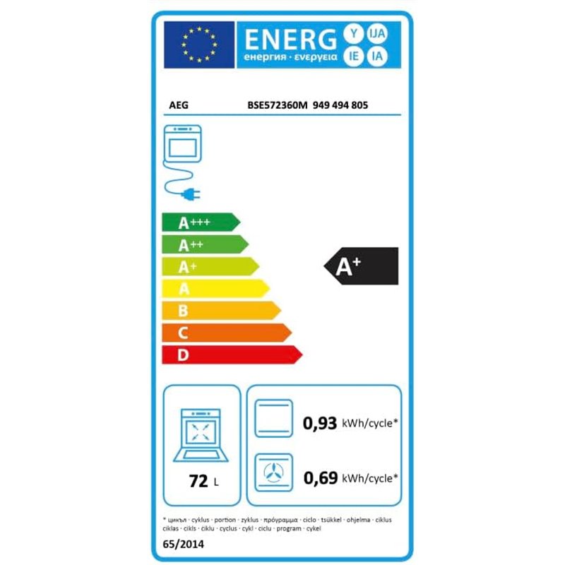 Electrolux Multifunktion Ofen EOC6H76X 72L A Schwarz