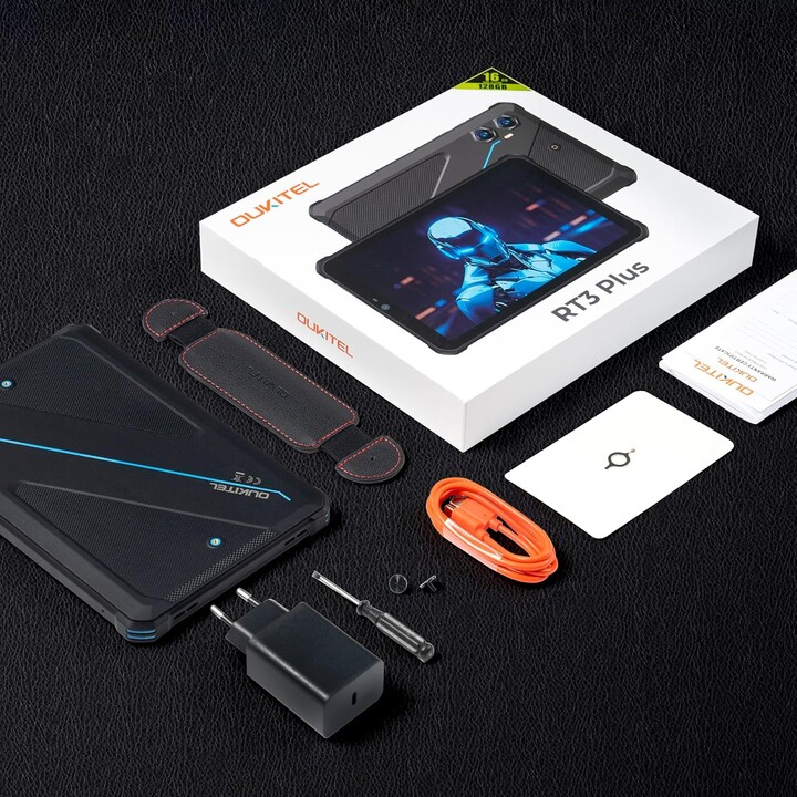 OUKITEL RT3 Plus, 16GB+128GB/TF 1TB, 4G Dual SIM, 5G WiFi, Android Tablet 15, 11000mAh, 8 Inch, 16MP, Gemin, Preto