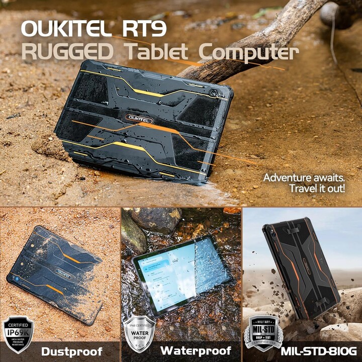 Oukitel RT9 10.1" 6/256GB Orange Tablette durcie 11000 mAh