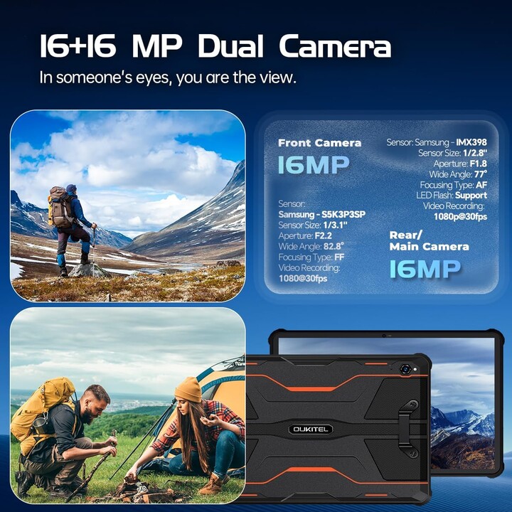 Oukitel RT9 10.1" 6/256GB Orange Tablette durcie 11000 mAh