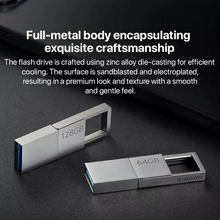 Xiaomi Dual-interface Flash Drive, 128GB, USB-A USB-C, Conception métallique, Argent (Pendrive)