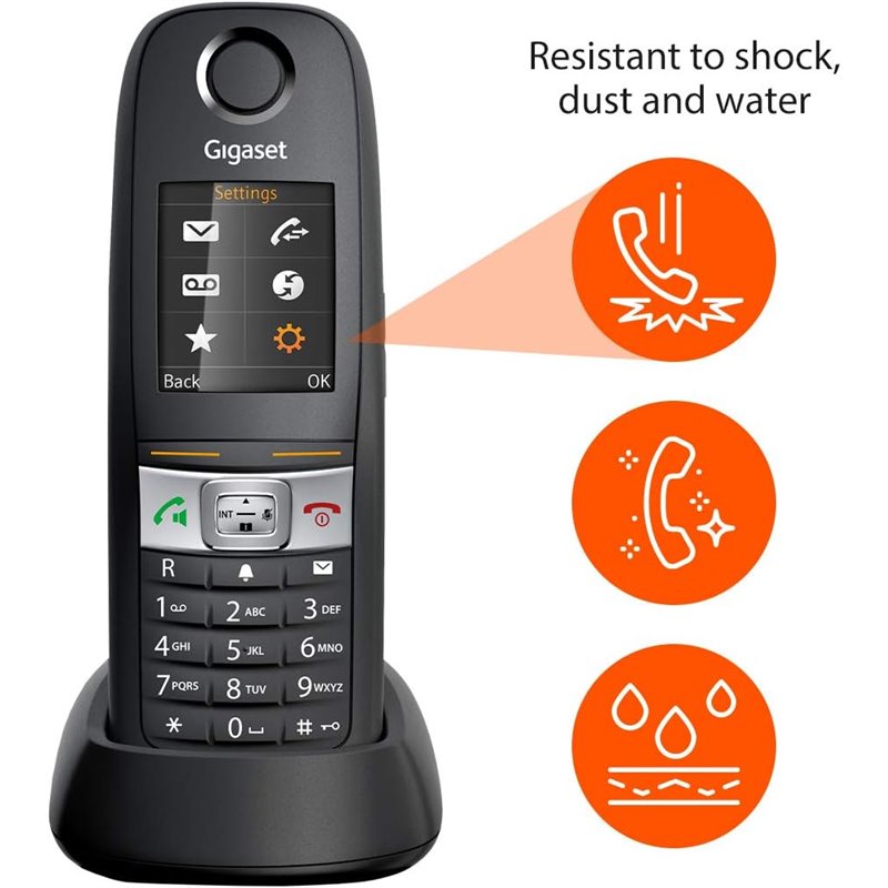 Gigaset E630HX universal handset, Téléphone IP (pour la connexion à votre station de base ou routeur, noir