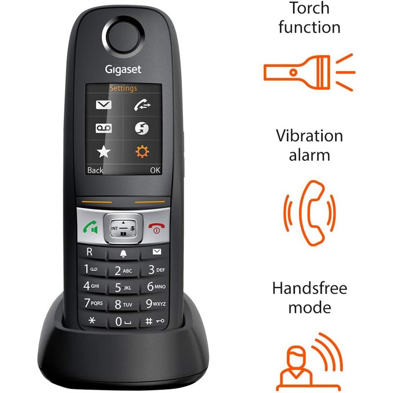 Gigaset E630HX universal handset, Téléphone IP (pour la connexion à votre station de base ou routeur, noir