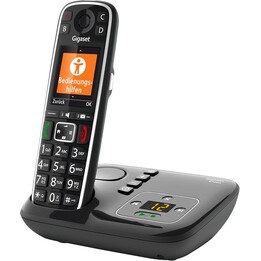 Gigaset E720A Elegantes Senioren Telefon mit Anrufbeantworter und praktischer Betriebshilfen, schwarz