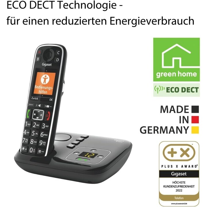 Gigaset E720A Elegante teléfono senior con contestadores y ayudas prácticas de operación, negro