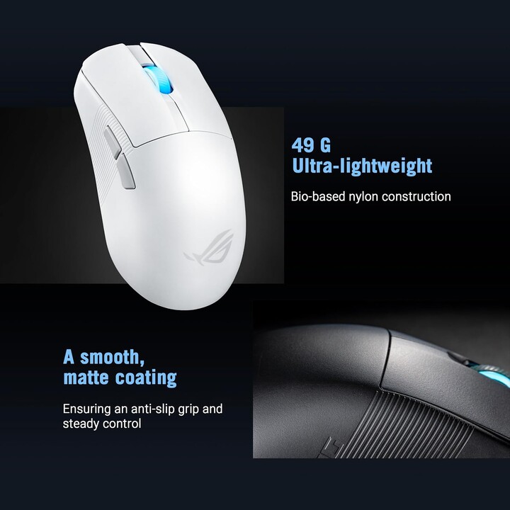Asus Rog Harpe Ace Mini Souris de jeu ambidextre Rf sans fil + Bluetooth + USB Type-c optique 42000 Dpi