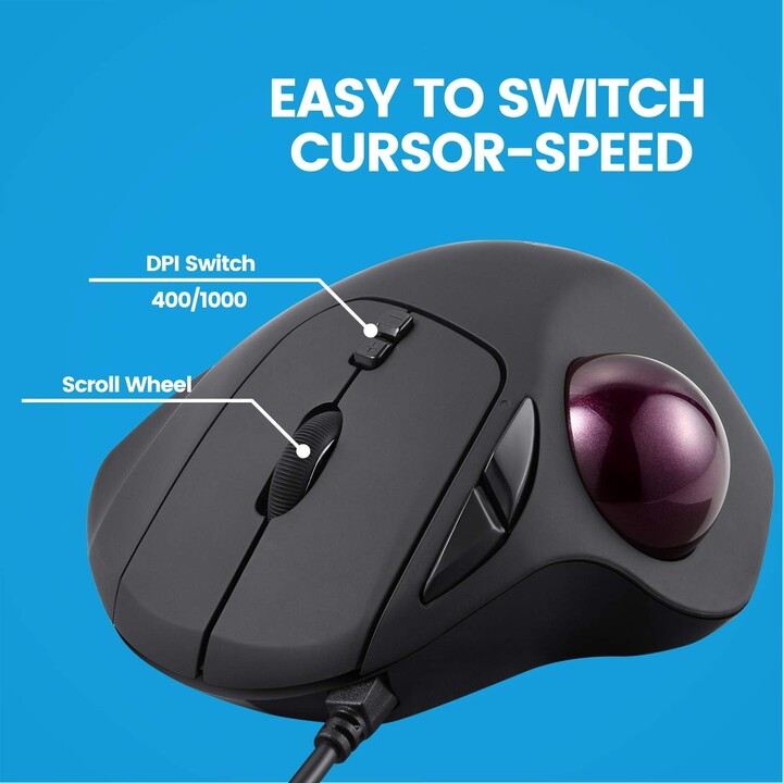 Perixx PERIMICE 517 Kabelgebundene Maus Laser Trackball 34mm Schwarz