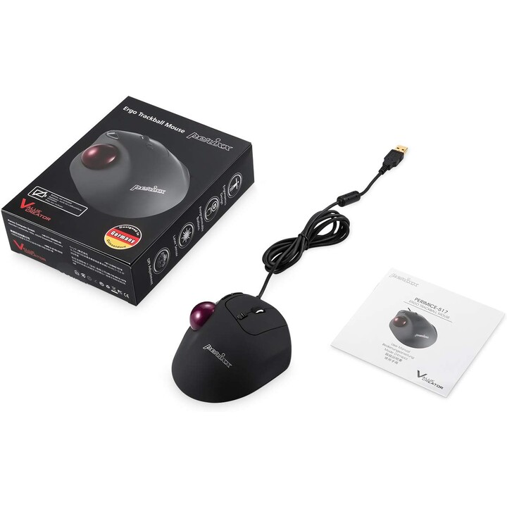 Perixx PERIMICE 517 Kabelgebundene Maus Laser Trackball 34mm Schwarz