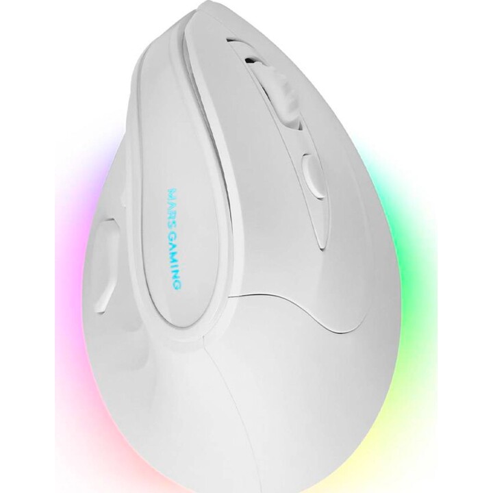 Mouse da gioco ergonomico wireless Mars Gaming MM-SK/Fino a 8400 DPI/Bianco