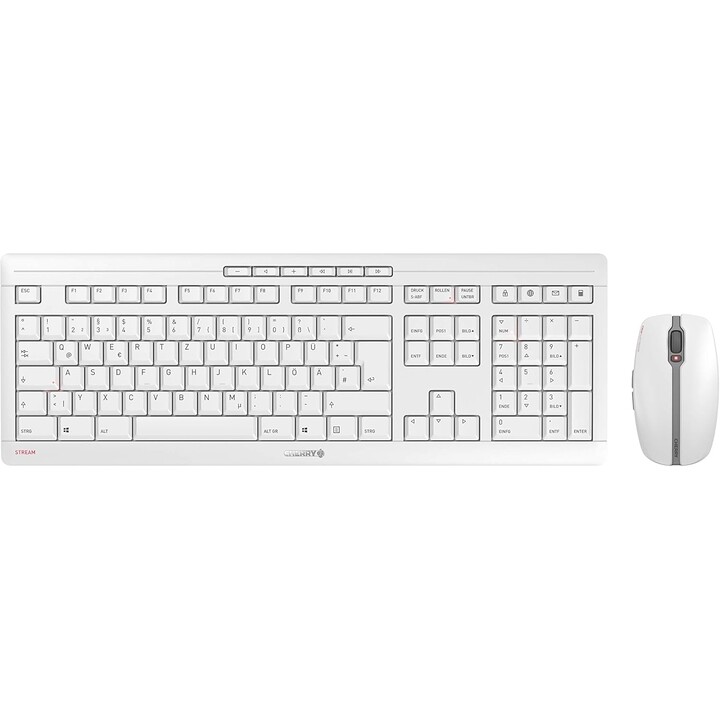 Ensemble clavier et souris de bureau CHERRY Stream gris clair sans fil