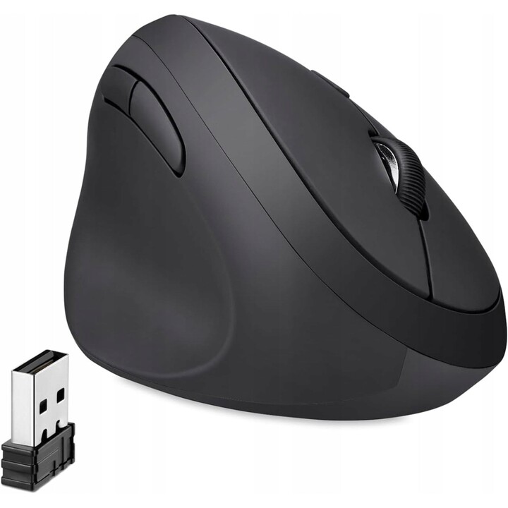Mouse wireless Perixx PERIMICE 719L ottico verticale senza clic nero silenzioso per mancini