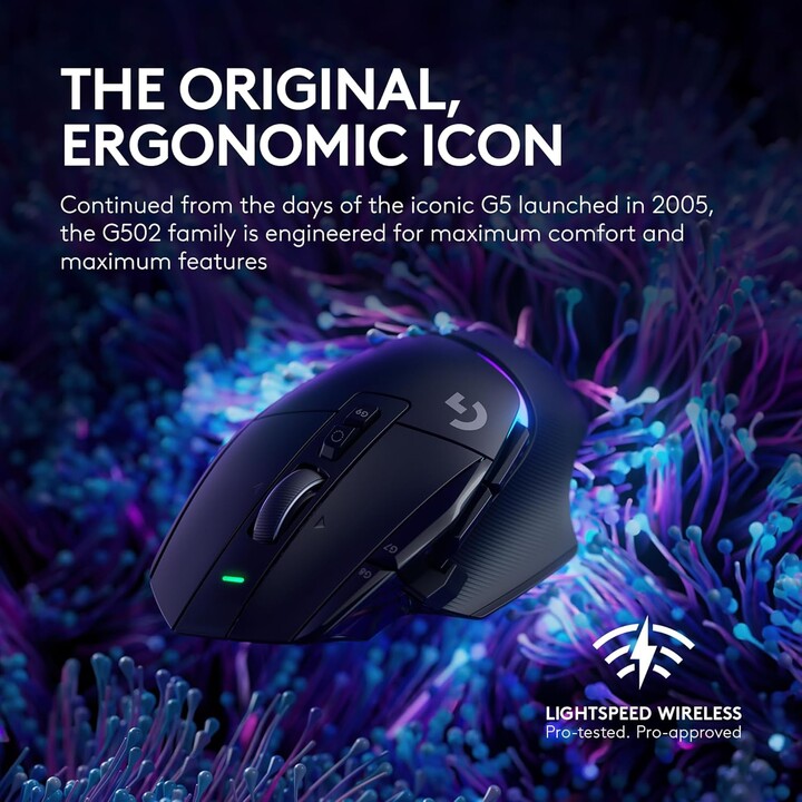 Logitech G502 x Plus, mouse de jogos sem fio, preto