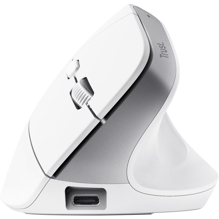 Souris ergonomique sans fil Bluetooth Trust Bayo+/ Batterie rechargeable/ Jusqu à 2400 DPI/ Blanc