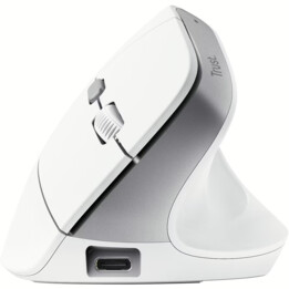Mouse ergonomico wireless Trust Bayo II/Batteria ricaricabile/Fino a 2400 DPI/Bianco