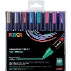 Posca Uni PC-5M Marcadores, Conjunto de 8, Metálicos