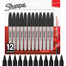 Sharpie Marker Bullet Tip Fine 12 Pieces Black Blister