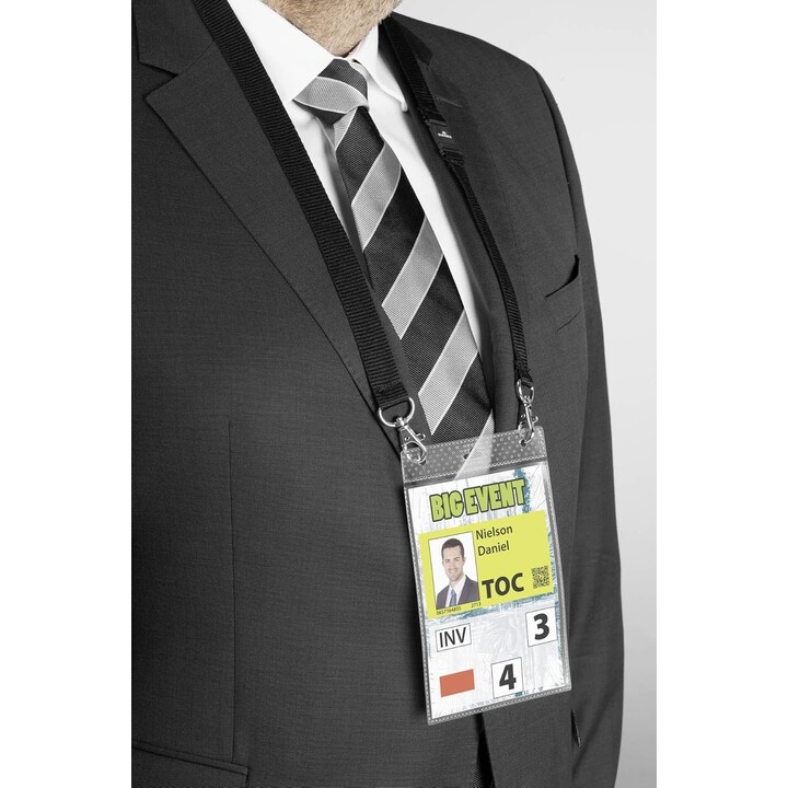 DURABLE 852619 Portanombres A6 con bolsillo para tarjeta, transparente