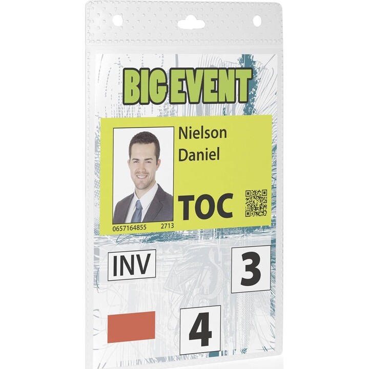 DURABLE 852619 Portanombres A6 con bolsillo para tarjeta, transparente