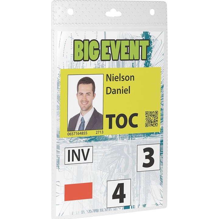 DURABLE 852619 Portanombres A6 con bolsillo para tarjeta, transparente