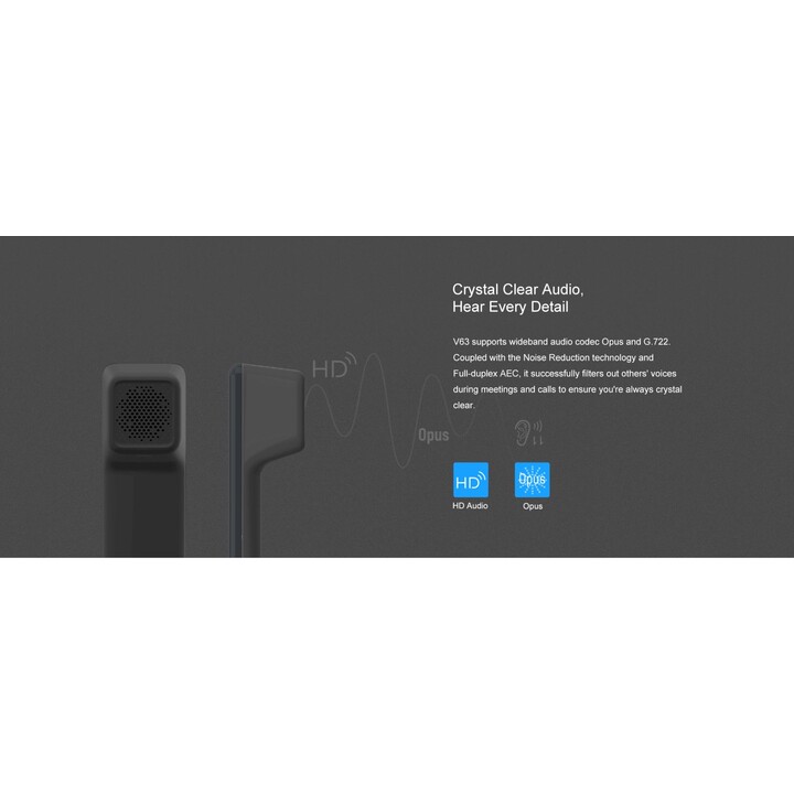 Fanvil V63 Telefone IP, Gigabit Ethernet, 6 linhas, Wi-Fi, Bluetooth, 1000 contatos, preto